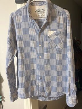 Barbour Blue and White Check Casual Button-Down Shirt